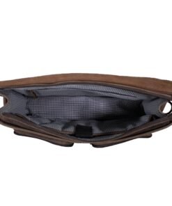 the distressed leather messenger bag for men open