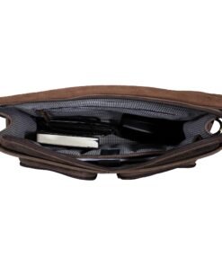 the distressed leather messenger bag for men open full