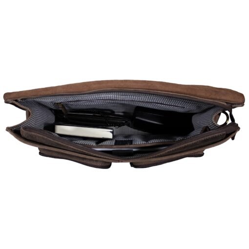 the distressed leather messenger bag for men open full