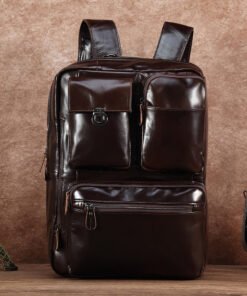 the double leather backpack convertible briefcase for men 11