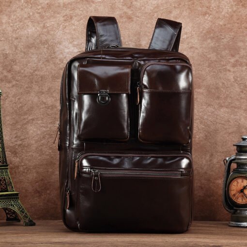 the double leather backpack convertible briefcase for men 11
