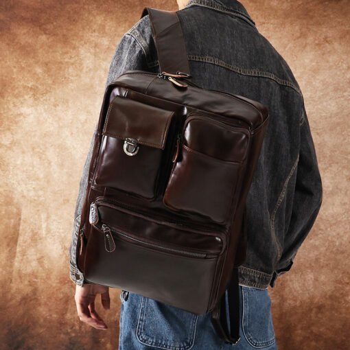 the double leather backpack convertible briefcase for men 17