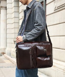the double leather backpack convertible briefcase for men 18