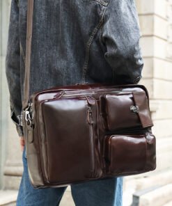 the double leather backpack convertible briefcase for men 19
