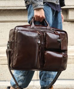 the double leather backpack convertible briefcase for men 20