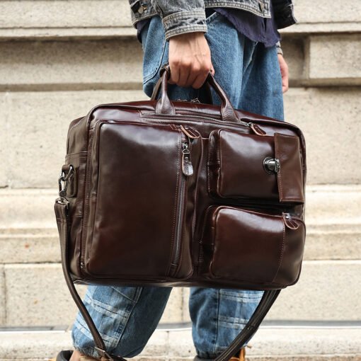 the double leather backpack convertible briefcase for men 20