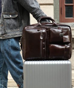 the double leather backpack convertible briefcase for men 22