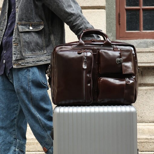 the double leather backpack convertible briefcase for men 22