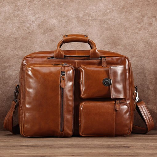 the double leather backpack convertible briefcase for men 39
