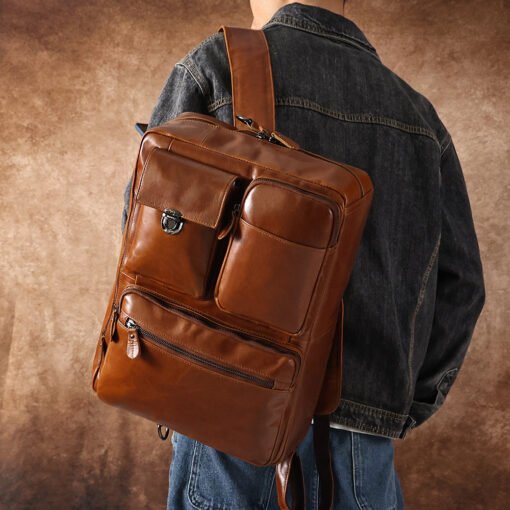 the double leather backpack convertible briefcase for men 43