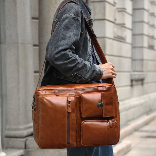 the double leather backpack convertible briefcase for men 44
