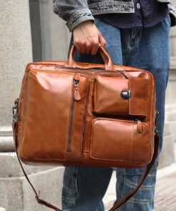 the double leather backpack convertible briefcase for men 45