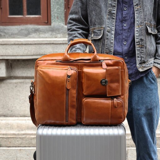 the double leather backpack convertible briefcase for men 47