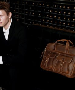 The European Business Briefcase Full Grain Crazy Horse Leather Messenger Bag