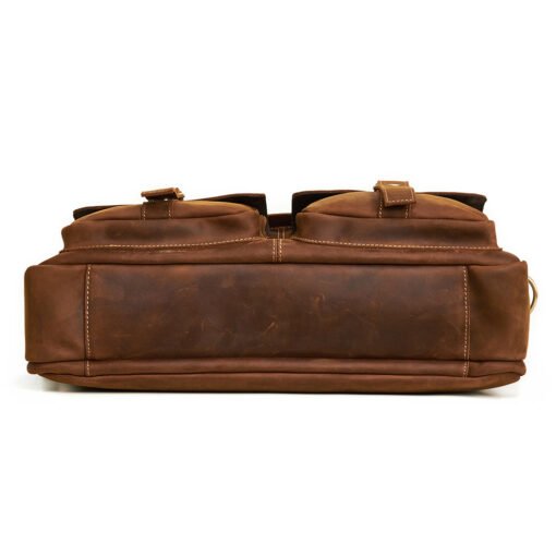 The European Business Briefcase Full Grain Crazy Horse Leather Messenger Bag