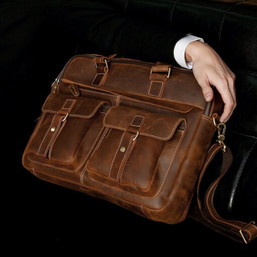 the european leather laptop bag light brown 2