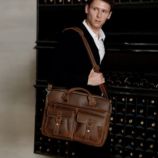 the european leather laptop bag light brown 3
