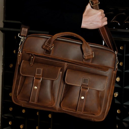 the european leather laptop bag light brown 4