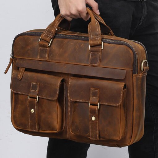 the european leather laptop bag light brown 7