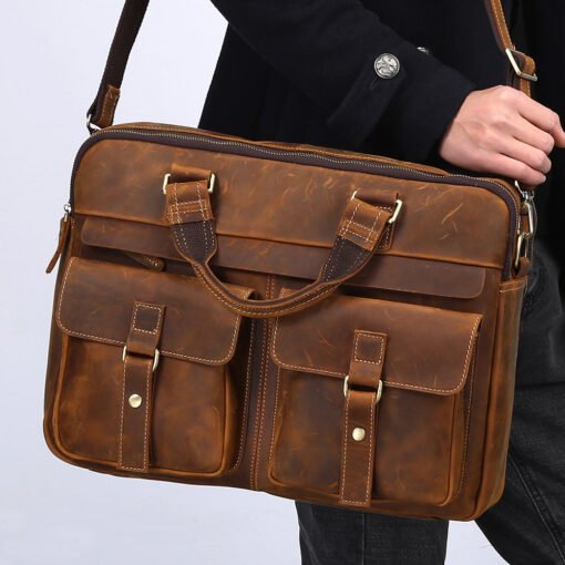 the european leather laptop bag light brown 8