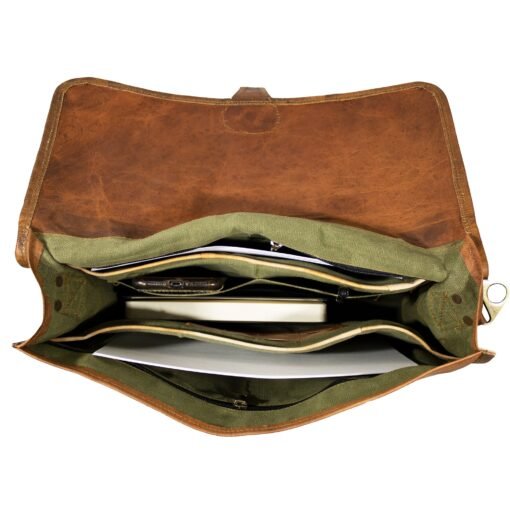 the indy leather messenger bag for men open full