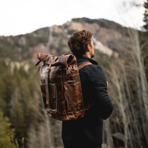 the kobuk mens leather backpack laptop rucksack antique brown2