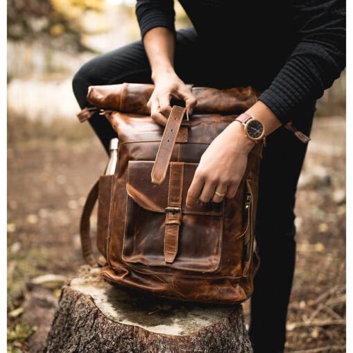 the kobuk mens leather backpack laptop rucksack antique brown3