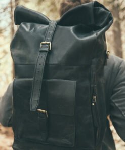 the kobuk mens leather backpack laptop rucksack midnight black worn