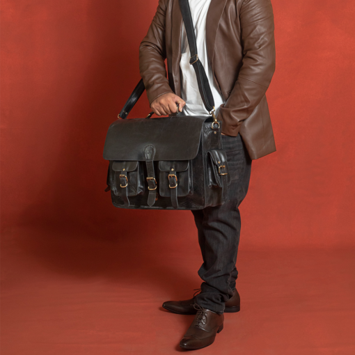 the noir black buffalo leather briefcase for men 12