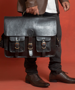 the noir black buffalo leather briefcase for men 14