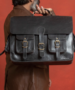 the noir black buffalo leather briefcase for men 15