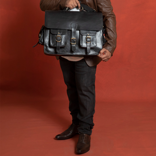 the noir black buffalo leather briefcase for men 16