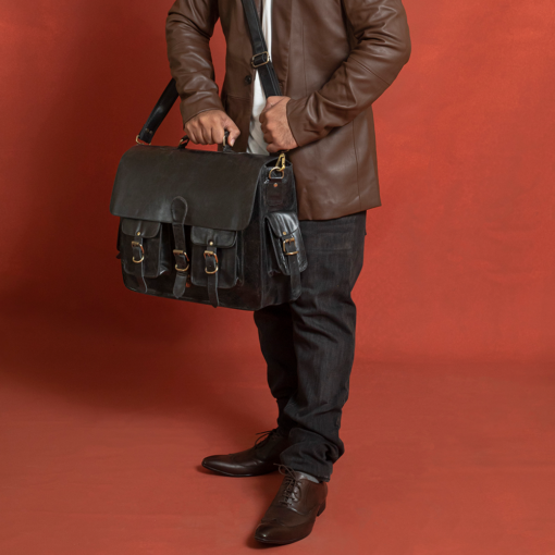the noir black buffalo leather briefcase for men 17