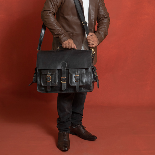 the noir black buffalo leather briefcase for men 18