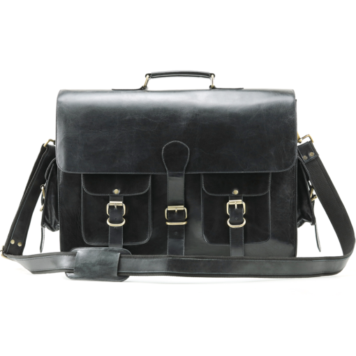 the noir black buffalo leather briefcase for men 2