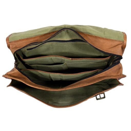 the origin leather messenger bag for men inside