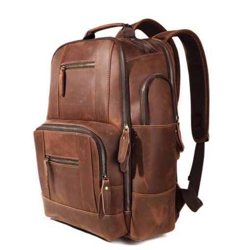 the standard top grain leather backpack for men light brown 1