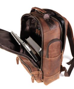 the standard top grain leather backpack for men light brown 4