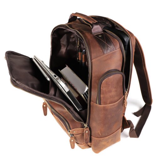the standard top grain leather backpack for men light brown 4