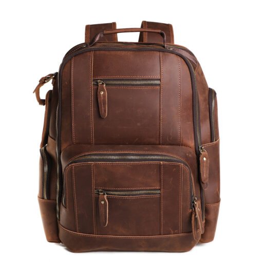 the standard top grain leather backpack for men light brown 8