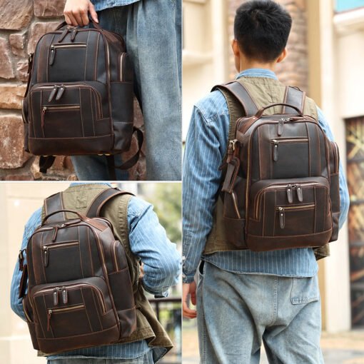 The Standard Leather Backpack Laptop Cowhide Leather Travel Bag