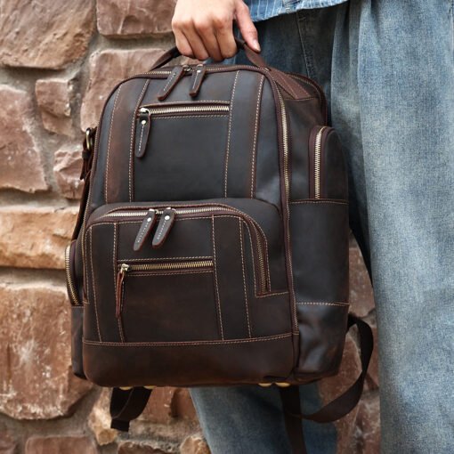 the standard top grain leather backpack for men 14