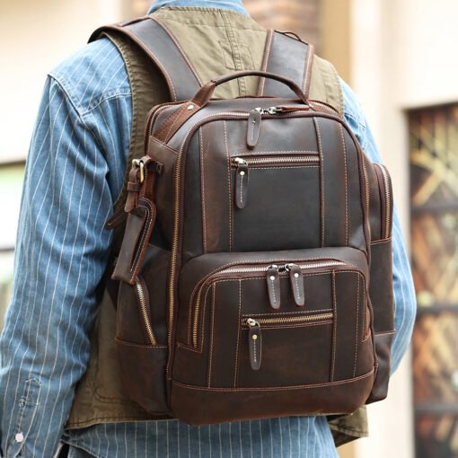 the standard top grain leather backpack for men 15