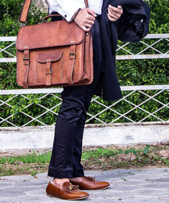The Vintage Laptop Briefcase Satchel Cowhide Leather Bag